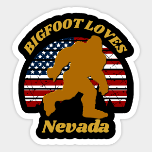 Bigfoot loves America and Nevada too Sticker